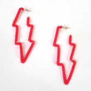 Beaded long thunderbolt earrings